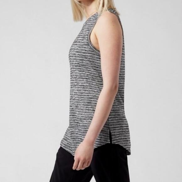 Athleta Womens Breezy Tank Top XS Gray Blue Stripe Pullover Workout 2024 Style - Picture 1 of 10
